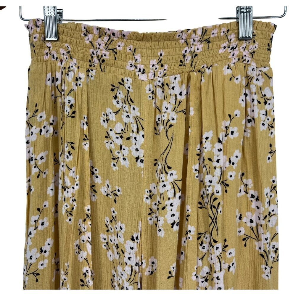 Billabong Women Yellow Floral Wide Leg Pant Size Small S Stretch Layer New - Picture 2 of 9